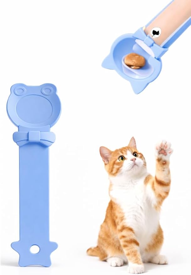 Purée Pops + Blue Feeding Spoon, Grain-Free, Lickable, Squeezable Creamy Cat Treat/Topper, 10 Tubes, Chicken Flavor