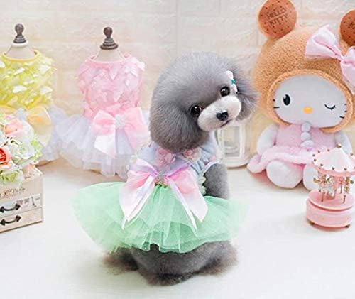 Small Dog Clothes for Girls Puppy Dresses Pet Clothing Tutu Dress for Medium Dog Puppy Clothes for Doggy Outfits Green M