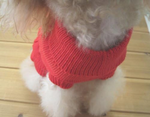 Tangpan Turtleneck Classic Straw-Rope Pro Pet Dog Sweater Apparel (Red,XL)