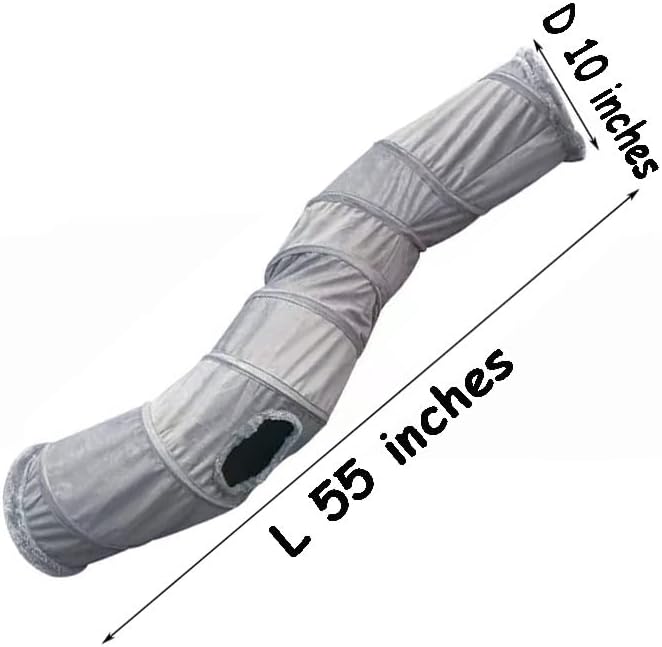 Cat Tunnel Tube Toy Collapsible 2 Way Grey Fleece, Pet Tunnels for Indoor Cats, Long Tubes for Puppy, Kitty, Kitten, Rabbit for Playtime & Exercise with Interactive Ball and Wand Toys Kit