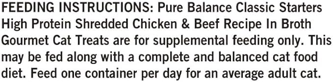 Pure~Balance Classic Starters Gourmet Cat Treats, Shredded Chicken & Beef in Broth, High Protein, Soft Treats ~ 5 Pouches of 1.4 Oz Inside, Wet Cat Treat Adult Cats ~ (4 Box) ~ (1 Pack)