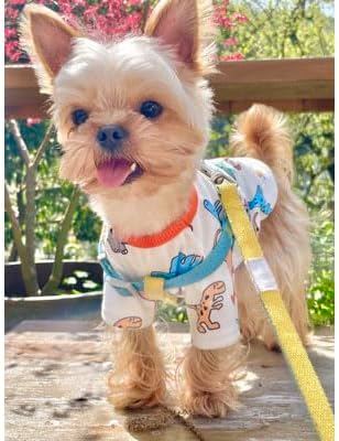 Dino Pet Pajamas Dog Jumpsuit Puppy Clothes, Cotton Pet Pajamas Kitten Soft Material Small Dog Onesie Cat Sweater Puppy Pjs Chihuahua Yorkie Onesie (Dino Shirt, X-Large)