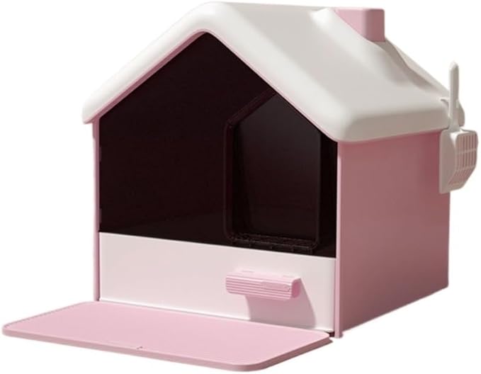 Pet Supplies, Hooded Cat Litter Box - Privacy, No Mess, Portable & Easy Clean(Pink)