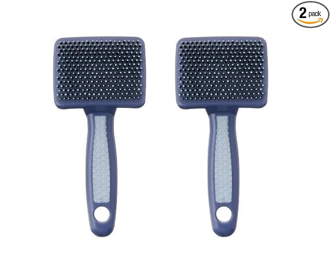 Plastic Cat Pin Brush - Pet Grooming Brush for Long Haired Cats, Kitten, Soft Bristle, Pin for Pets. (Pack of 2)