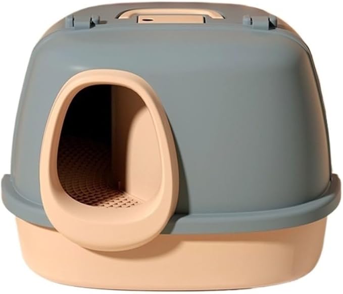 Pet Supplies, Enclosed Cat Litter Box with Leakproof Pedal & Scoop,Easy Clean Large Kitty Toilet(Gray)