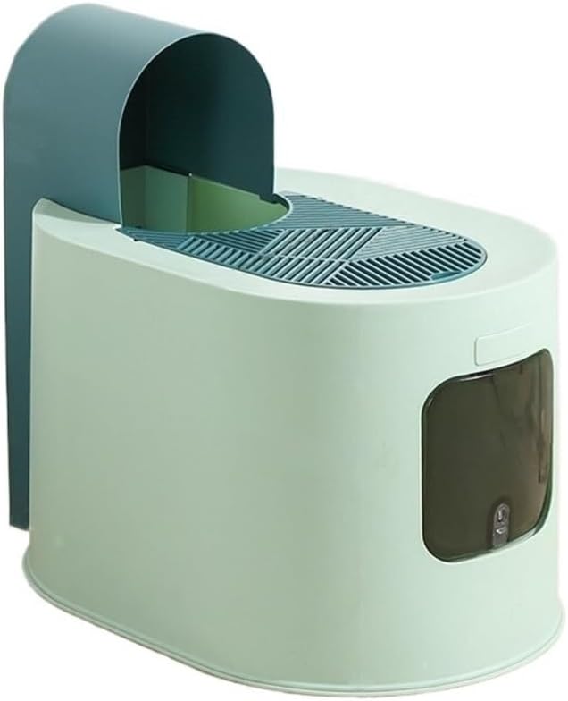 Pet Supplies, Large Hooded Cat Litter Box with Lid,Anti Splash & Easy Clean Tray(Blue)