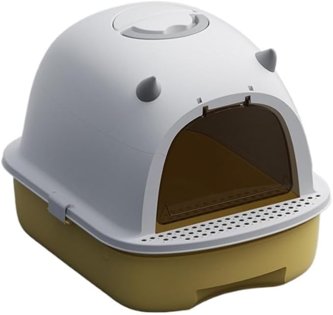 Pet Supplies, Enclosed Cat Litter Box with Drawer, Easy Clean(Yellow)