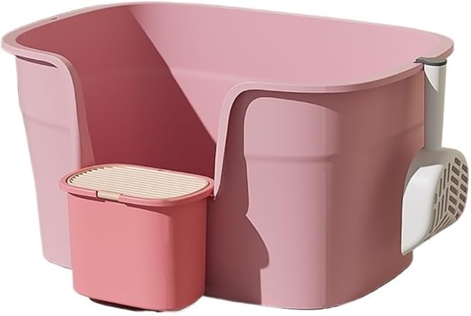 Pet Supplies, High Wall Cat Litter Box XL,Anti-Splash for Multi Cats(Pink)