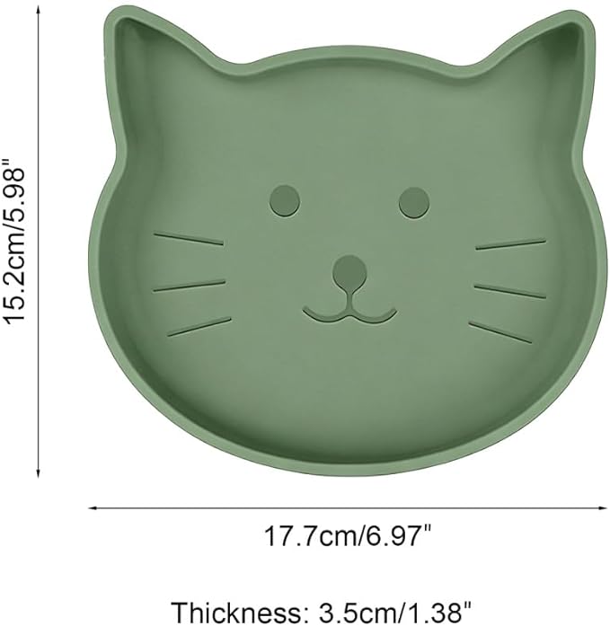 2PCS Silicone Pet Bowls, Non Slip Cat Feeding Dish with Strong Suction Cup, Slow Feeder Shallow Bowl for Dogs Cats, Dishwasher Secure