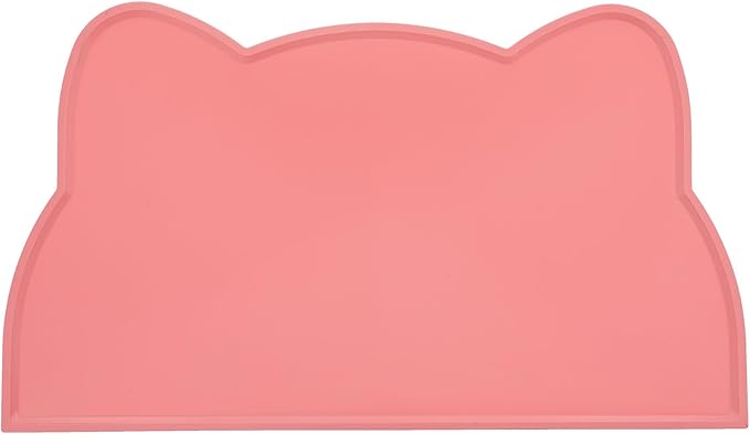 Xindojuz Cat Bowl Mat for Food and Water, Silicone Pet Feeding Food Mat for Floor Waterproof Non-Slip Dog Water Bowl Tray Cushion with Raised Edge for Indoor Cats Dogs Pet Placemat (Pink, 44×26 cm)