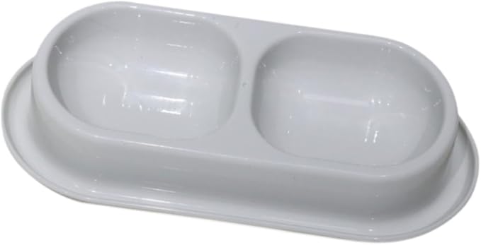 Cat Feed Bowl Drinking Feeding Dish Function Nonslip PP Material Easy to Clean Suitable for Cats Dogs, Light Gray