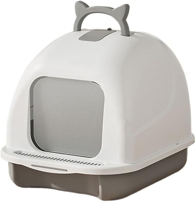 Pet Supplies, Enclosed Cat Litter Box with Lid & Scoop,Leakproof, Easy Clean, Non-Stick(Gray)