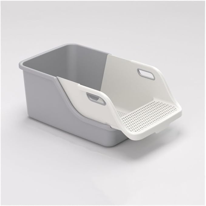 Pet Supplies, Large Open Cat Litter Box with High Sides - Anti-Splash, Easy Clean for All Cats(Gray)