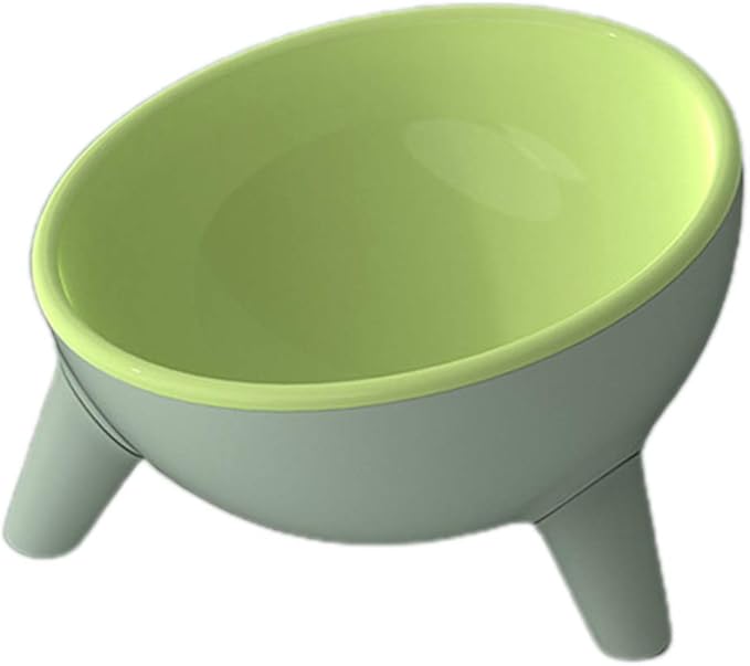 Peiiwdc Pet Feeder Bowl, Raised Tilted Elevated Bowl Pet Cats Dogs Food Water Dish Backflow Prevention Feeding Dispenser, Green