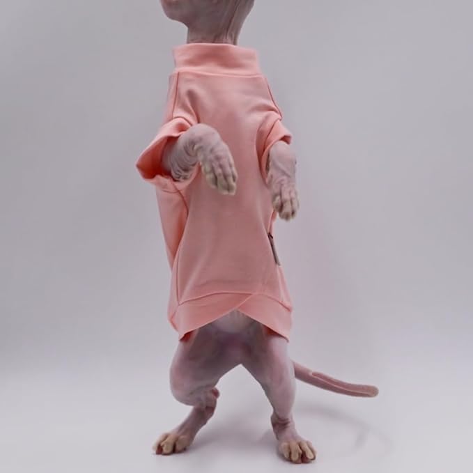 Cotton Sphynx Cat Clothes Spring and Summer Thin High Stretch Hairless Cat Clothes for Devon Rex, Konish Clothes Cat Apparel for Small Cats and Dogs… (Pink, X-Small)