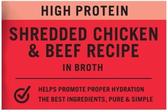 Classic Starters Shredded Chicken and Beef Recipe in Broth, 1.4 Oz ~ 5 Count ~ (1 Box)
