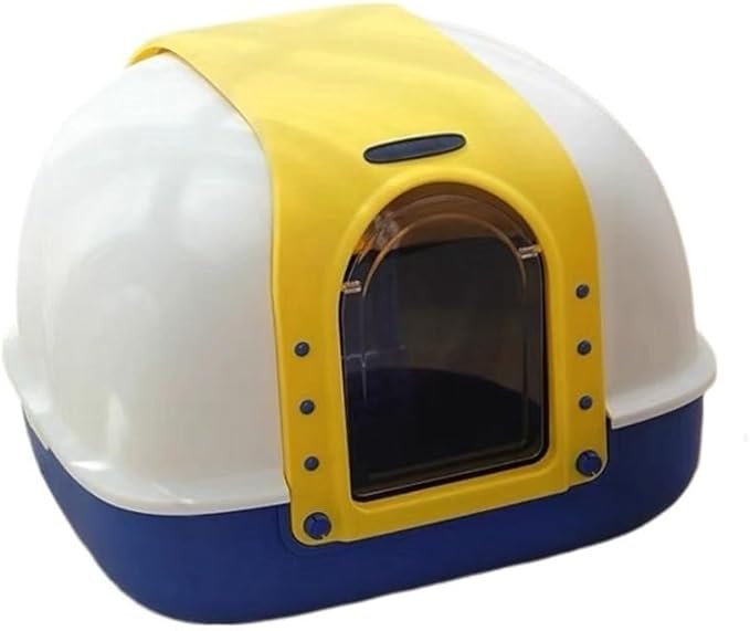Pet Supplies, Large Covered Cat Litter Box, Anti-Splash Enclosed & Easy Clean, w/Scoop & Mat(Yellow)