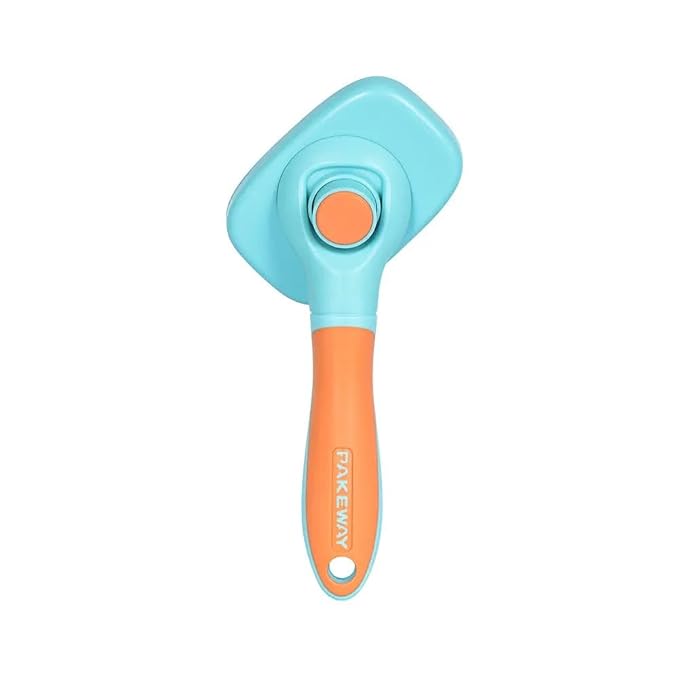 One for Pets 360-degree Rotating Head Self-Cleaning Dog&Cat Slicker Brush, Cat Brush with Release Button, Indoor Cats Shedding, for Cat and Dog Grooming (Green & Orange)