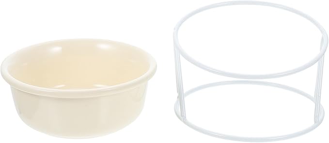 TEHAUX Elevated Ceramic Cat Bowl with Iron Rack, Neck Guard Pet Feeder for Cats and Small Dogs, Raised Food and Water Bowl Suitable for Indoor Feeding