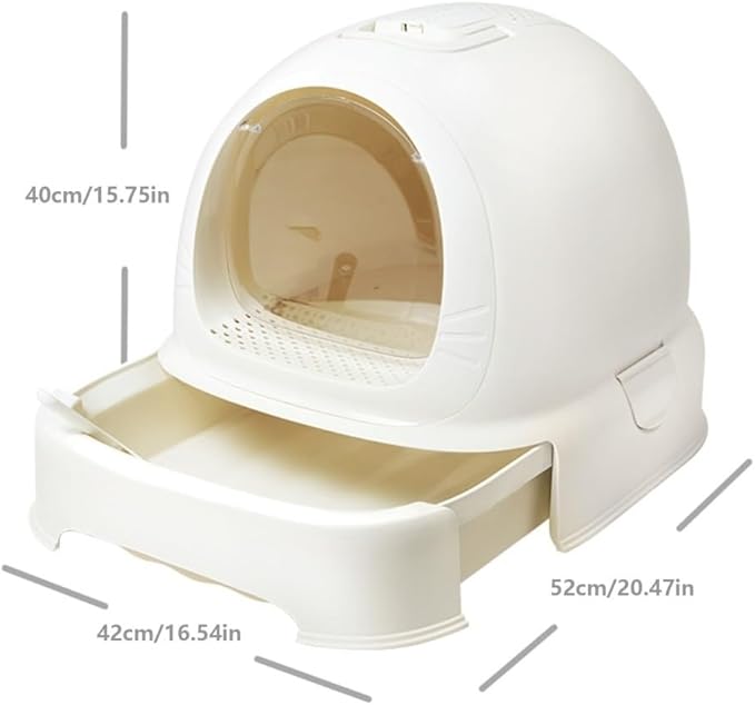 Pet Supplies, Enclosed Hooded Cat Litter Box with Handle,Portable Privacy Drawer Toilet(Blue)