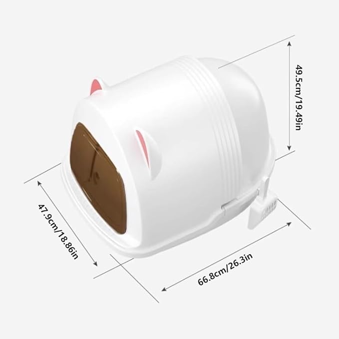 Pet Supplies, Extra Large Enclosed Cat Litter Box with Scoop Odor Control(White)