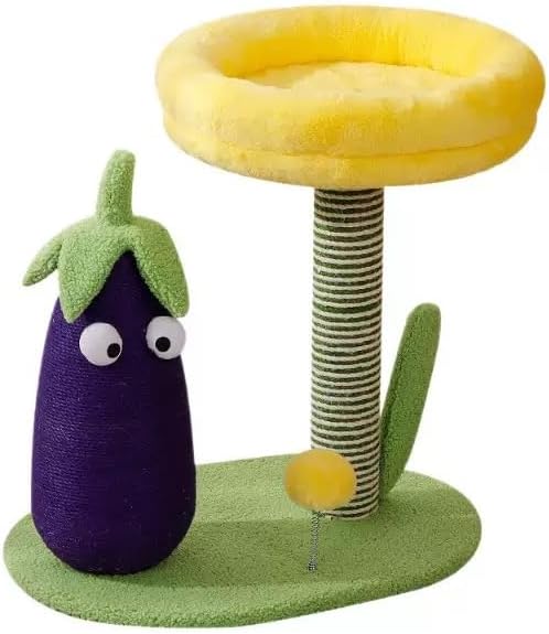 PW CO Designer Eggplant Cat Lounge – Sculptural Aesthetic Furniture – Premium High-Density Scratcher & Ergonomic Pet Bed for Modern Interiors