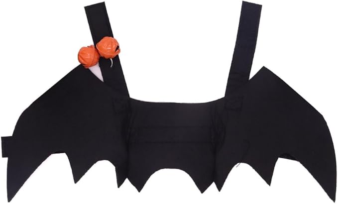 Cat Halloween Costume Bat Wings with Pumpkin Jingle Bells Pet Apparel Halloween Party Dress Up Accessories for Cats & Dogs