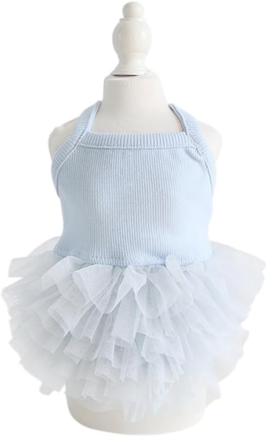 Hdwk&Hped Small Dog Dress Breathable Summer Dog Dress for Puppy Cats Girl Female Tutu Cake Skirt Princess Dress for Birthday Party Costume (Cake Skirt - Blue, X-Large)