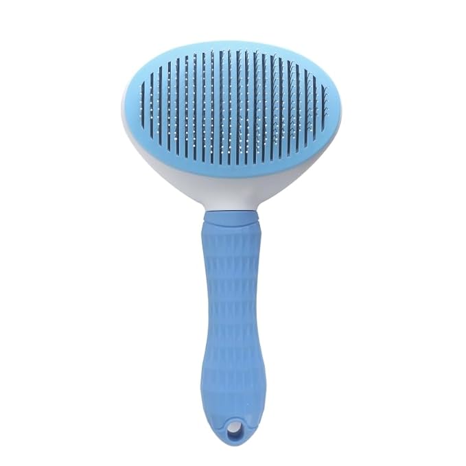 Cat Brush Self Cleaning, Ergonomic Handle,Slicker Cat Brush with Release Button,Tool Suitable for Cats And Dogs Pet Hair Cleaner, Easy to Remove Loose Undercoat ﻿ ﻿ (Blue)