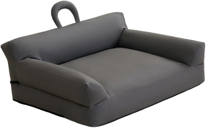 Pet Sofa Bed for Small Cats & Dogs - Faux Leather Cat Dog Couch with Non-Slip Bottom, Soft Kennel Sofa Chair for Indoor Use(Gray)