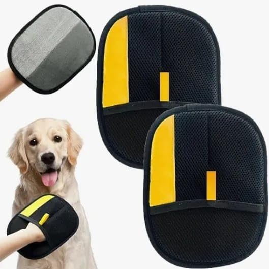 Electrostatic Pet Hair Removal Gloves: Quick Wiping- Reusable & Washable for Sofa Clothing Pet Beds, Carpets, Couches. Effortless Cats and Dogs Hair Remover for Busy Pet Owners (1pc BlackYellow)
