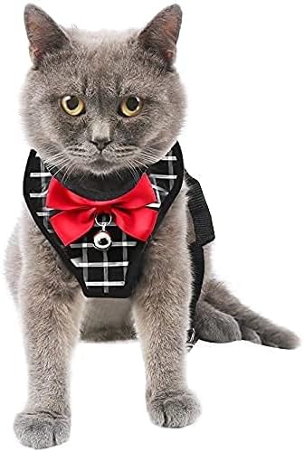 Cat Harness and Leash Escape Proof,Breathable Dog Harness,Cats Harness Escape Proof,Pet Harness,Adjustable Mesh Vest Harness for Puppy Cat Rabbit (Black, M)