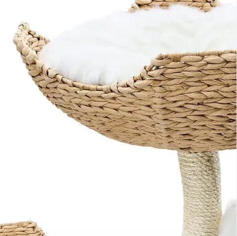Natural Wood Cat Tree Halloween Wood Scratching Tower Bed Hammock Large Size Cats Perfect Toy Climbing Cat Tree Basket