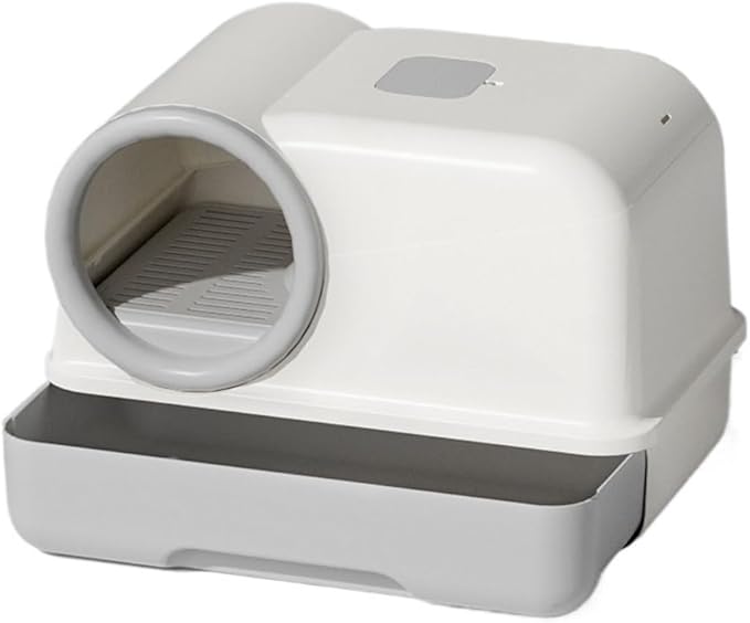 Pet Supplies, Enclosed Splash,Proof Cat Litter Box with Lid & Scoop for All Cats(Gray)