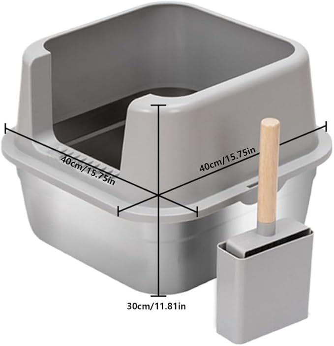 Pet Supplies, Stainless Steel Cat Litter Box, Extra Large High Sides with Scoop, Non-Sticky & Easy Clean