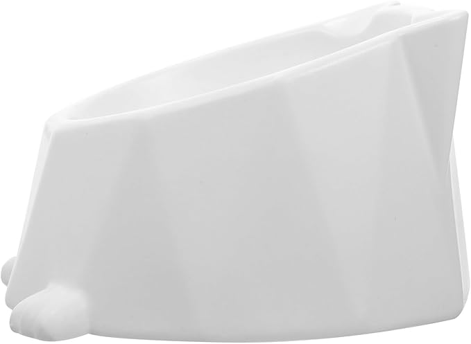 KALLORY Raised Ceramic Cat Bowl for Indoor Cats with Neck Protection, Anti-Spill Elevated Pet Feeding Dish, Convenient Single White Food and Water Bowl