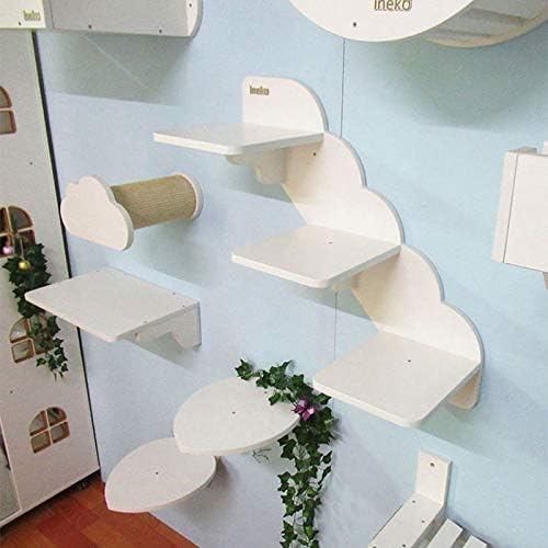 La La Pet® Wall-Mounted Cat Bed Condo Wood Cat Shelf Board Floating Cat Scratcher Cat Perch Mod Cat Furniture Cat Climber Tower Tree(Cloud)