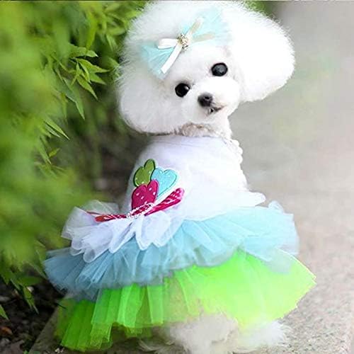 Dog Cothes for Small Dogs Dress Tutu Dress for Pet Doggie French Bulldog Outfits for Girls Dog Dresses for Cat Green S, Small(4-6lbs)