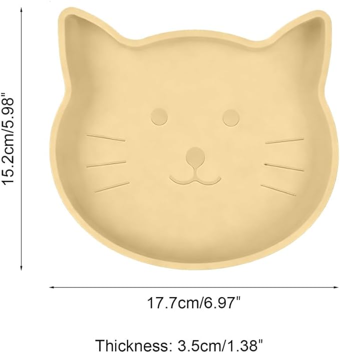 2PCS Silicone Pet Bowls, Non Slip Cat Feeding Dish with Strong Suction Cup, Slow Feeder Shallow Bowl for Dogs Cats, Dishwasher Secure