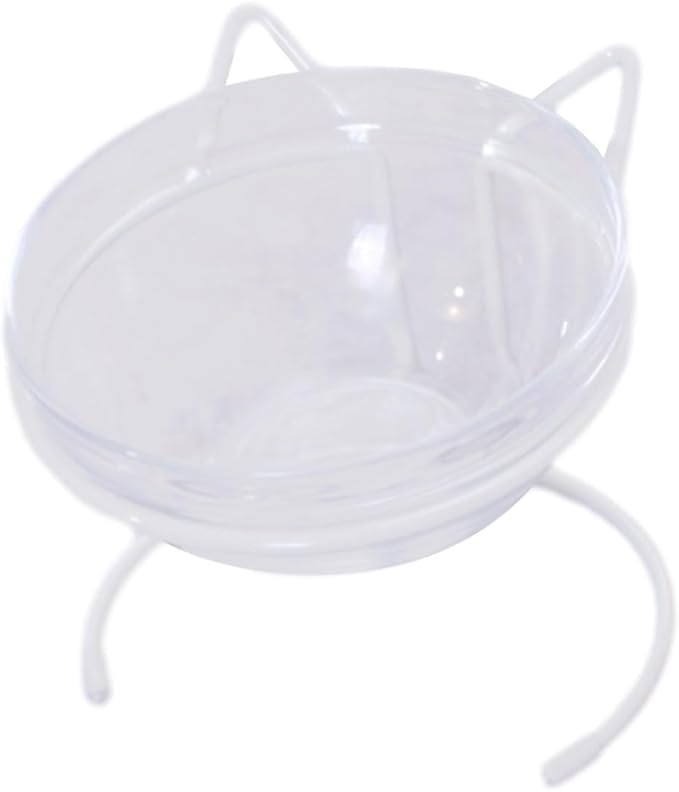 Elevated Cat Feeder Bowl Dish Iron Rack Stable Base Sturdy Simple Cleaning Accessory Detachable Minimalist for Indoor Cats, Single Bowl White