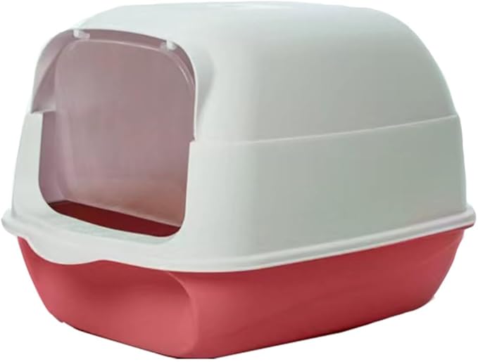 Hooded Cat Litter Box - Fully Enclosed Pet Toilet with Lid, Pink, 19.7" L X 13.8" W X 13" H - Easy Clean Handheld Design for Kitten & Cat Hygiene (Pink)