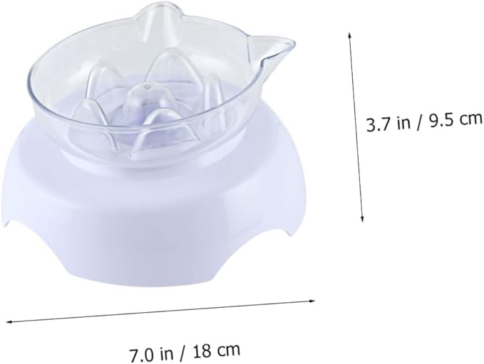 Elevated 15° Tilted Plastic Cat Food Bowl with Neck Protection High Base Pet Feeder for Cats Feeding and Watering