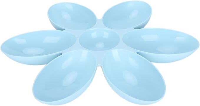 Cat Food Bowl, Plastic Flower Petals Shaped Cat Water Bowls for Feeder, 16.3in Diameter for Cats and Kittens (Blue)