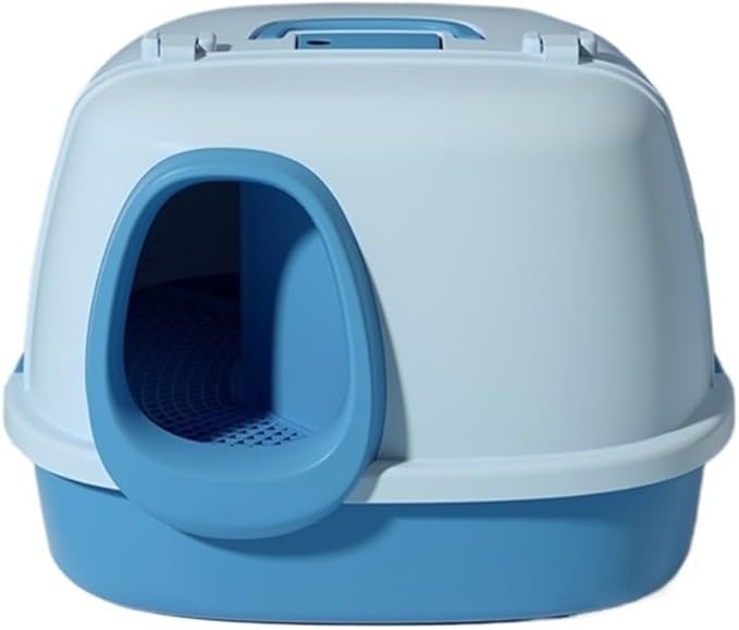 Pet Supplies, Enclosed Cat Litter Box with Leakproof Pedal & Scoop,Easy Clean Large Kitty Toilet(Blue)