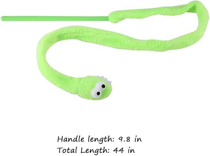Cat Toy Snake, Serpentine Mint Cat Teasing Stick Enhance Bond with Cats, Pet Stress Relief and Interactive Toys (Green)