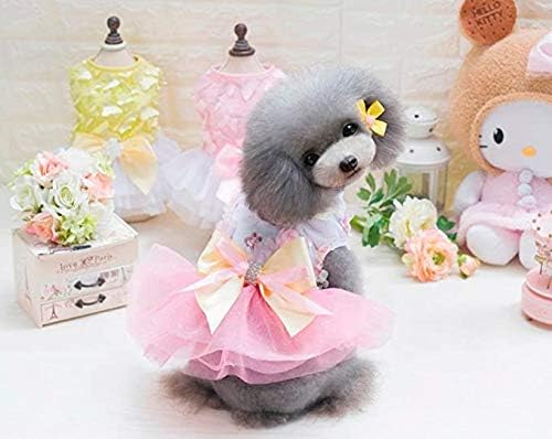 Dog Dresses Puppy Clothes for Small Dog Outfits Kitten Apparel Small Dog Cothes Female Yorkie Tutu Dress Pink L