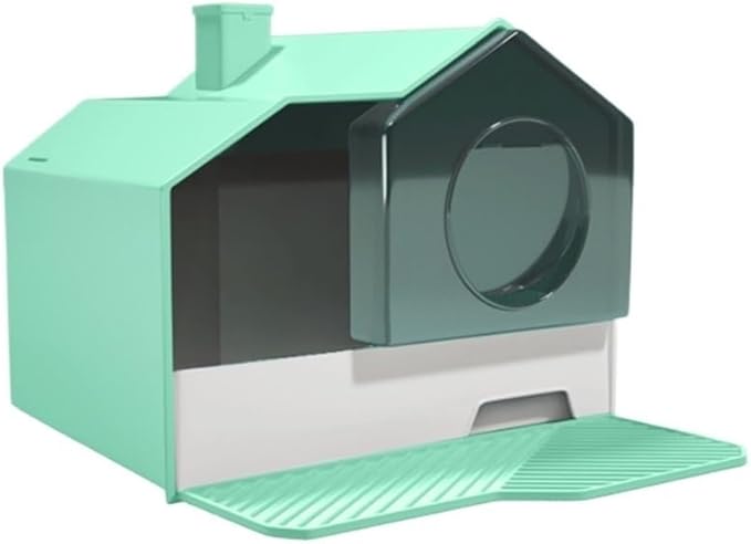 Pet Supplies, Large Enclosed Cat Litter Box w/Scoop & Mat,Easy Clean for Multiple Cats(Green)