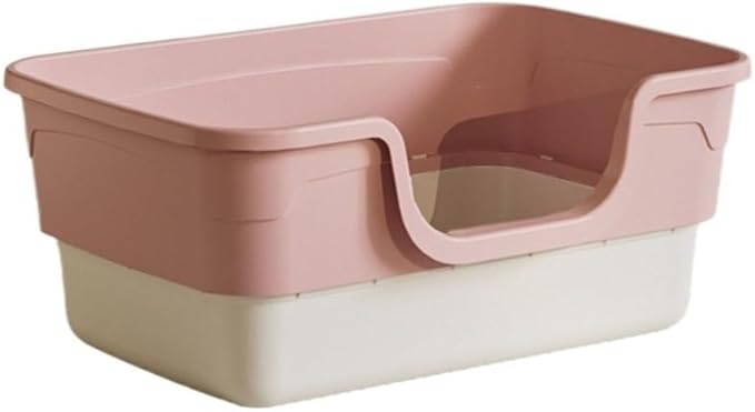 Pet Supplies, Open Top Cat Litter Box with Removable Design, Thickened Anti Splash & Easy Clean(Pink)
