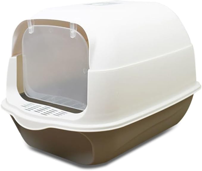Hooded Cat Litter Box - Fully Enclosed Pet Toilet with Lid, Pink, 19.7" L X 13.8" W X 13" H - Easy Clean Handheld Design for Kitten & Cat Hygiene (Black)