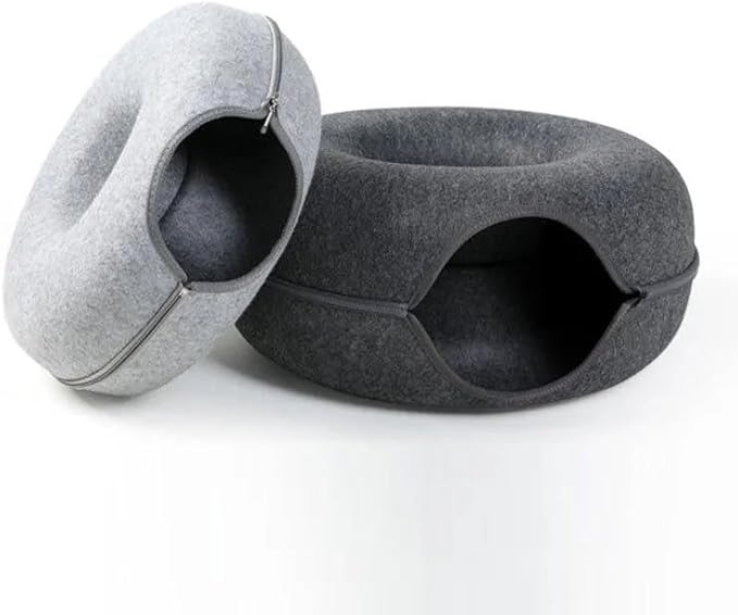 Cat Cave Donut for Large Cats and Small Dogs Up to 30 lbs | Pet Cat House Tunnel Bed | Washable & Scratch-Resistant Pet Bed | Versatile Donut Cat Cave | Covered Cat Beds for Indoor Cats Large | Hegale